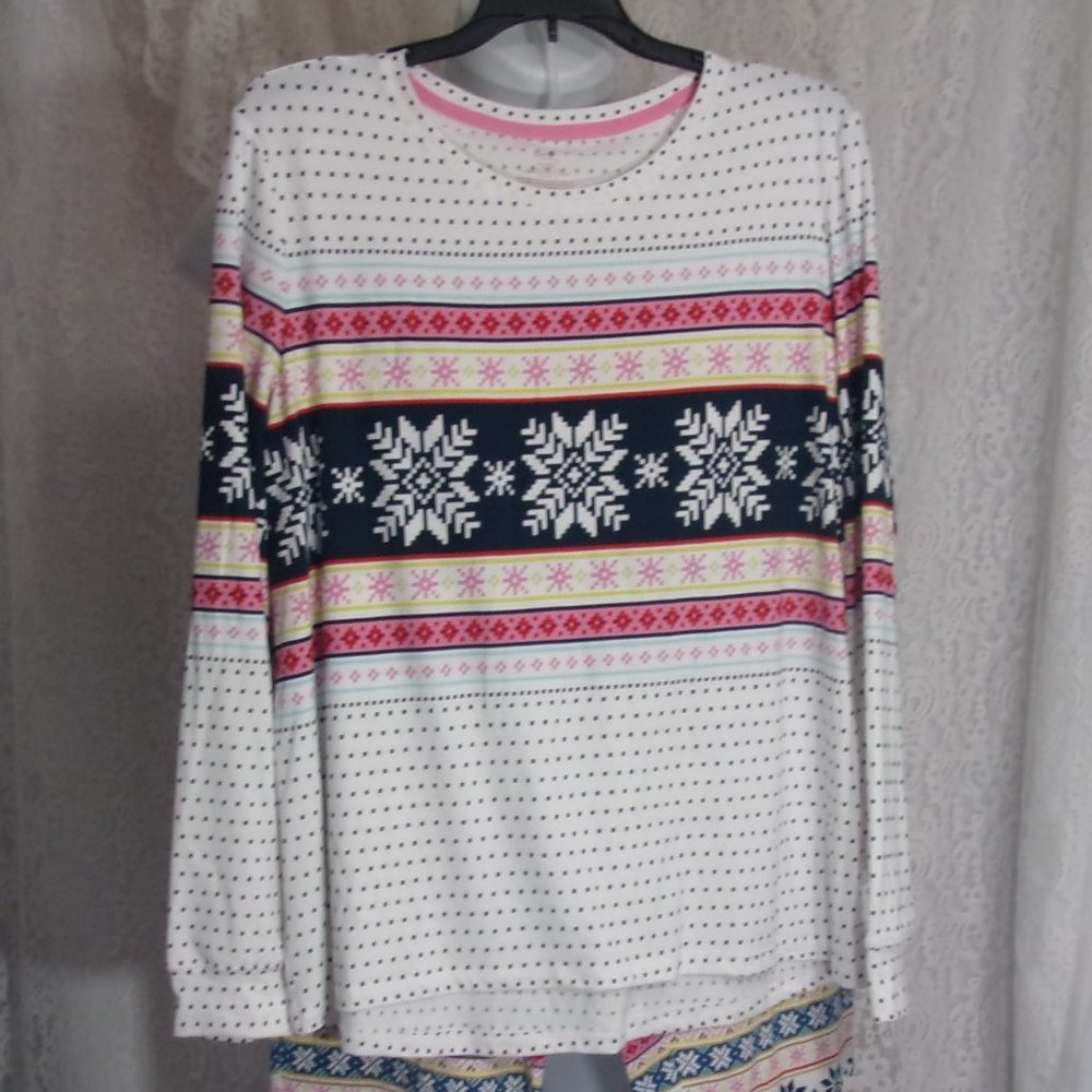 Navy Pink White Pajama Set Size M (8/10 NWOT
